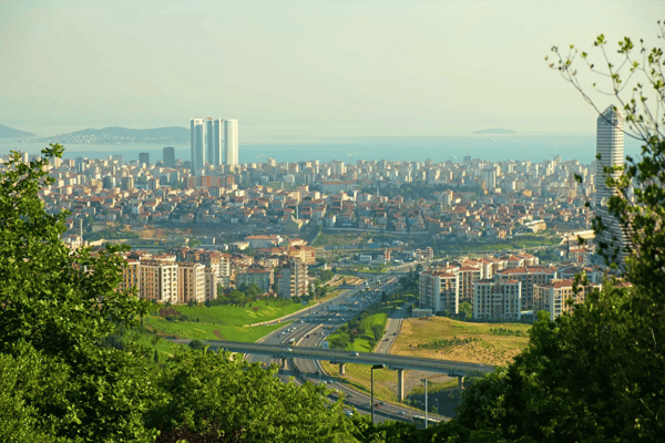 istanbul turkey buildings at the istanbul with prince islands and a highway