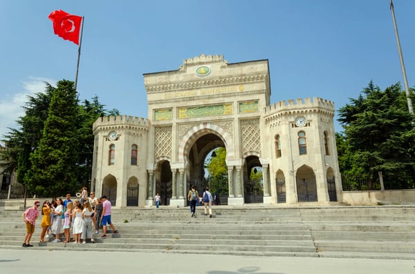istanbul turkey main entrance gate of istanbul university on beyazit square in city