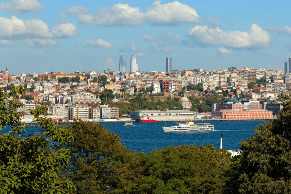 istanbul turkey new city panorama shot from topkapi palace