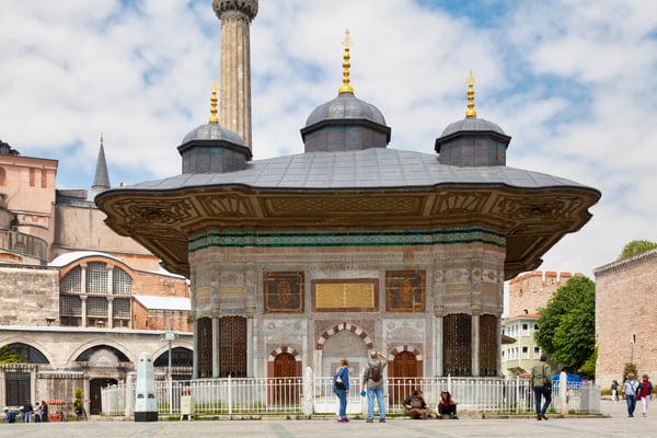 istanbul turkey the fountain of sultan ahmed iii is a fountain in a turkish rococo