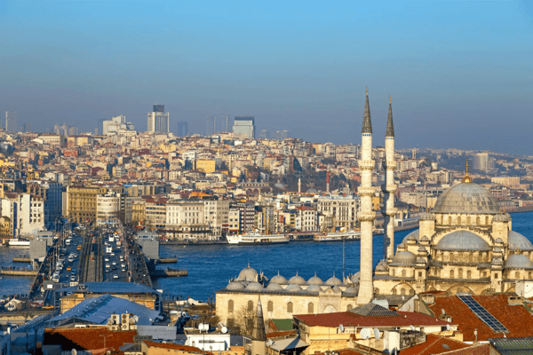 istanbul turkey view of the bosphorus from suleymaniye mosque
