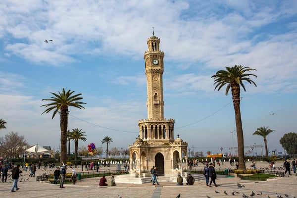 izmir old clock tower konak square turkey