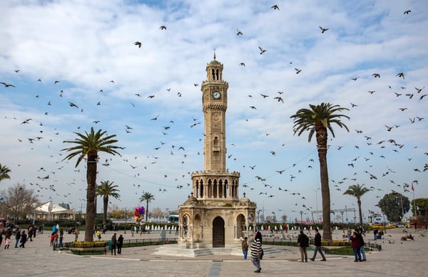 izmir turkey izmir old clock tower konak square 