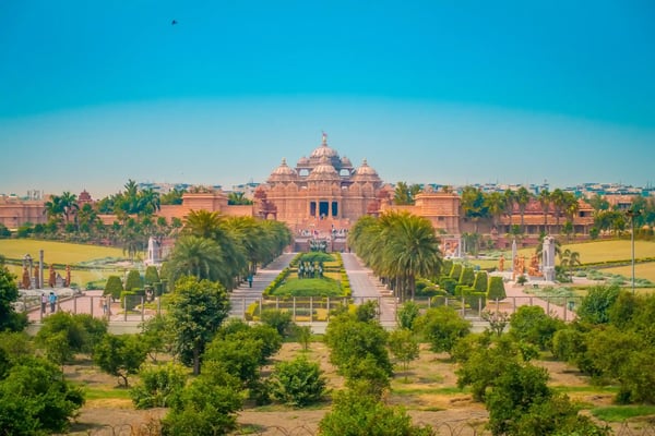 jaipur india beautiful landscape of akshardham temple in new delhi india