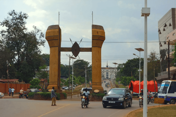 kampala uganda circa the buganda monument located in the middle of bulange and lubiri