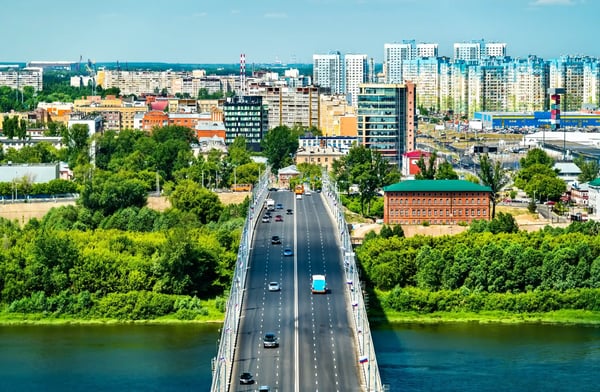 kanavinsky bridge across the oka in nizhny novgorod russia