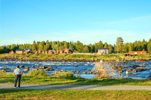 kukkola sweden tourist enjoys the view from sweden
