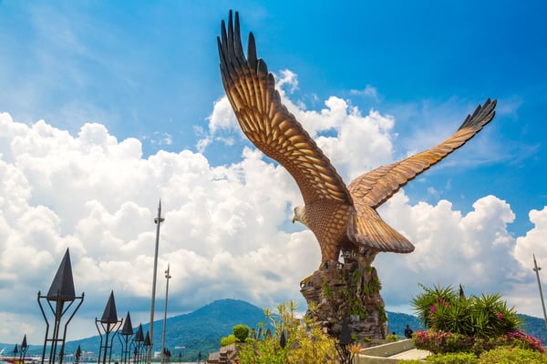 langkawi malaysia february statue of eagle at eagle square in langkawi island malaysia