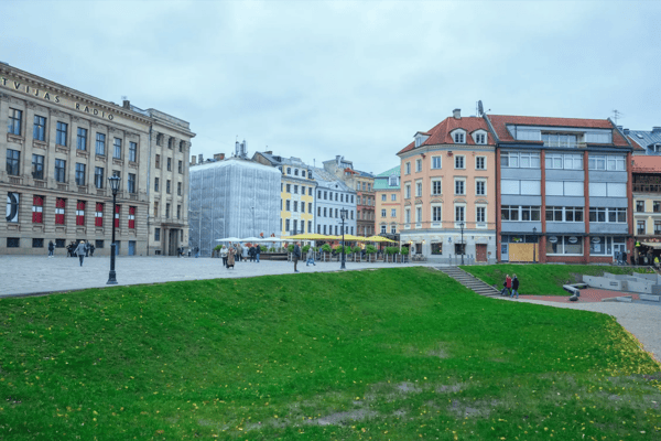 latvia riga old town center peoples and architecture streets