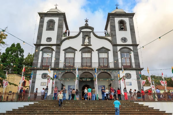 lgreja de nossa senhora do monte church during a traditional holiday in funchal