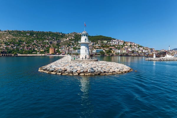 lighthouse in the mediterranean sea in alanya