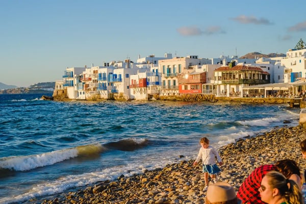little venice at sunset and storm mykonos greece