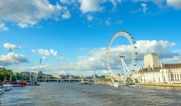 london london eye the giant ferris wheel at the south bank of river thames in london england 