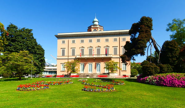 lugano switzerland view of the gulf from the botanical garden of the city