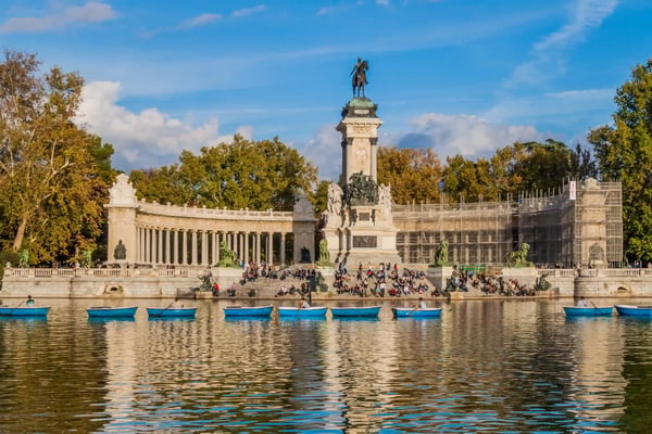 madrid spain alfonso xii monument in retiro park in madrid 