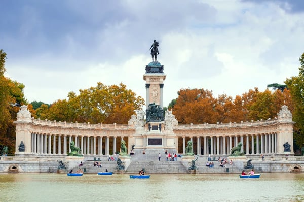 madrid spain the monument to king alfonso xii is located in buen retiro park el