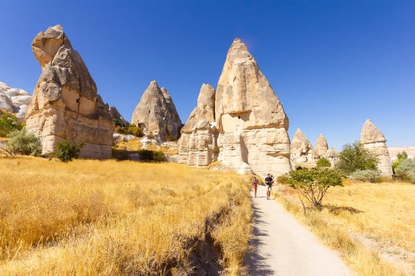 magic forms of sandstone rock near goreme village cappadocia turkey
