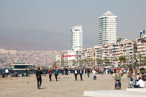 main promenade next to the aegean sea in izmir in turkey