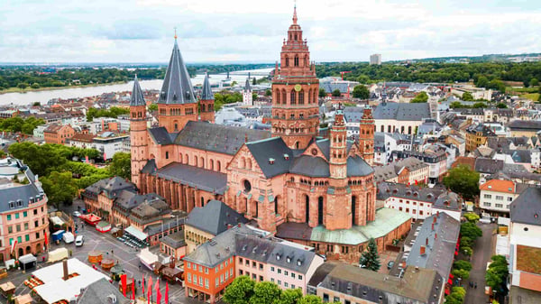 mainz cathedral aerial panoramic view