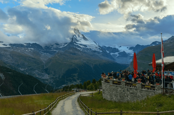 matterhorn peak covered with clouds in switzerland 