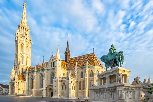 matthias church on the buda bank of the danube in budapest city hungary
