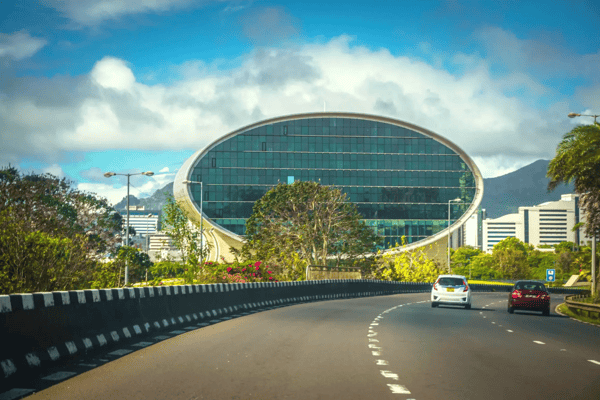 mauritius commercial bank modern elliptical building 