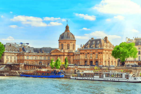 mazarin library bibliotheque mazarine and bridge of the arts pont des arts in paris france
