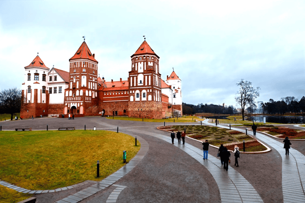 medieval castle in town mir in belarus
