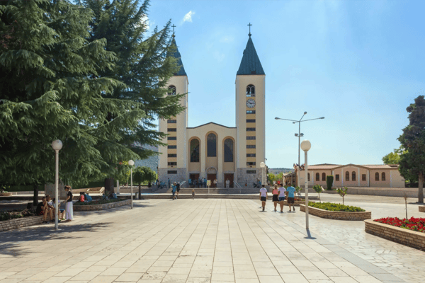 medjugorje bosnia and herzegovina frontal view of saint james church in medjugorje