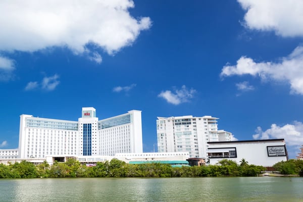 mexico cancun hotel zone with different resorts 