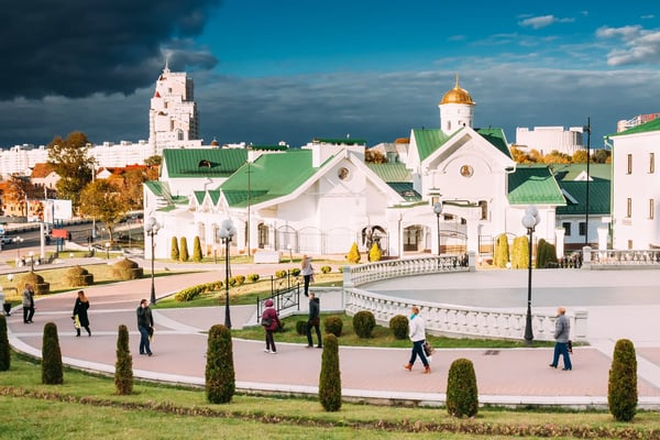 minsk belarus view of church of st kirill of turov in establishing 