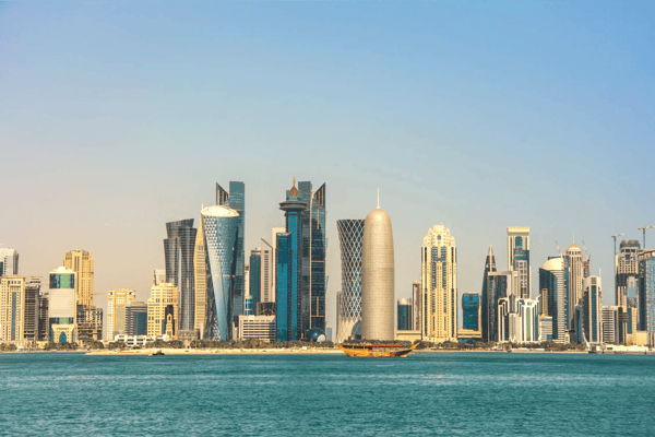 modern doha city skyline with skyscrapers qatar 
