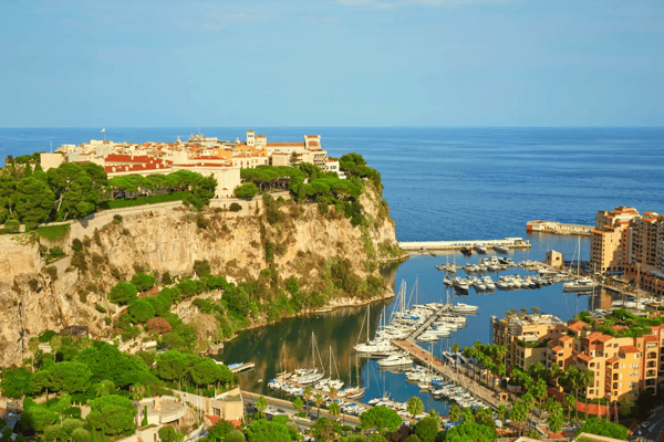 monte carlo monaco monte carlo city aerial view in a sunny summer day clear blue sky