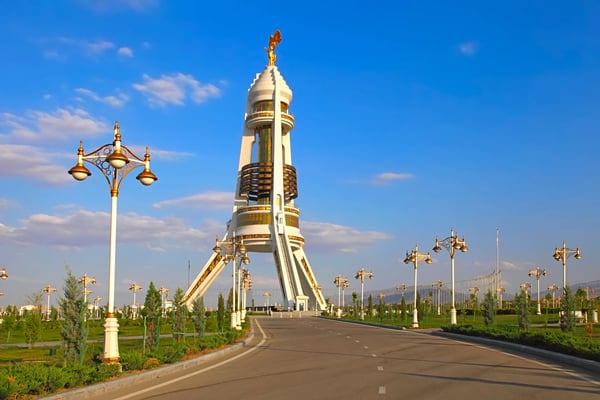 monument neutrality arch from park ashkhabad turkmenistan 