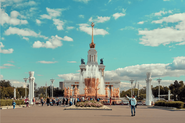 moscow russia peoples friendship fountain view of exhibition of achievements of national