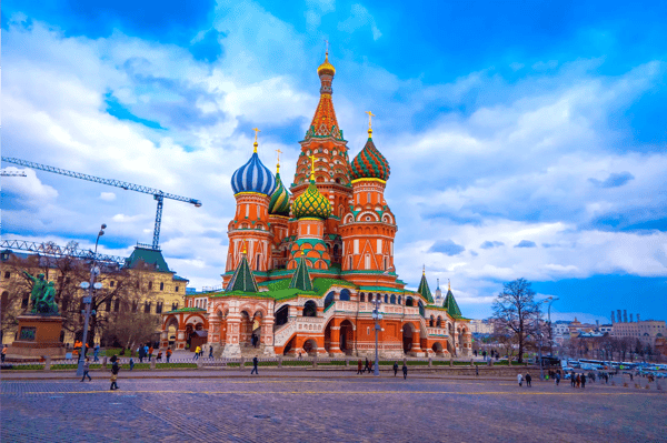 moscow russia unidentified people walking at the red square kremlin and st basils