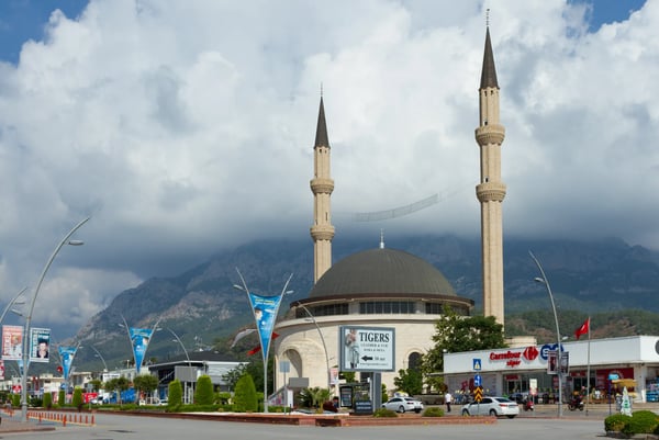 mosque in the center of the resort sity in kemer turkey