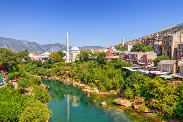 mostar old city and neretva river bosnia and herzegovina