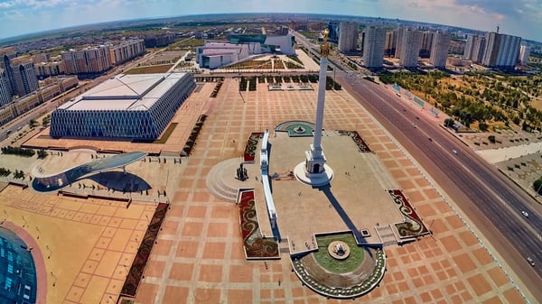nur sultan kazakhstan qazaqstan beautiful panoramic aerial drone view to nursultan