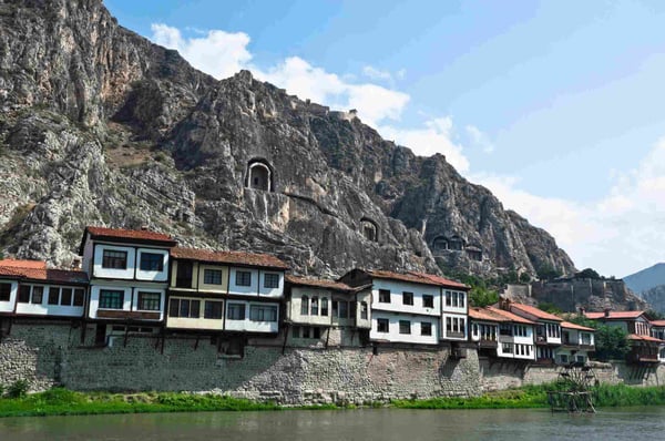 old Amasya houses and Yesilirmak