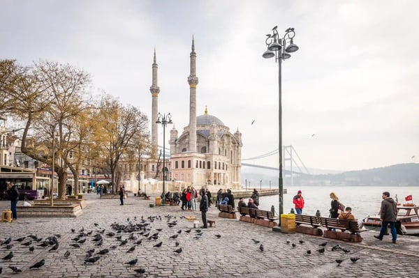 ortakoy near beautiful mosque and bosphorus in istanbul
