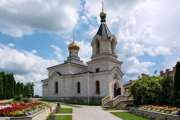 orthodox christian church at the top of the hill in old orhei orheiul vechi moldova 