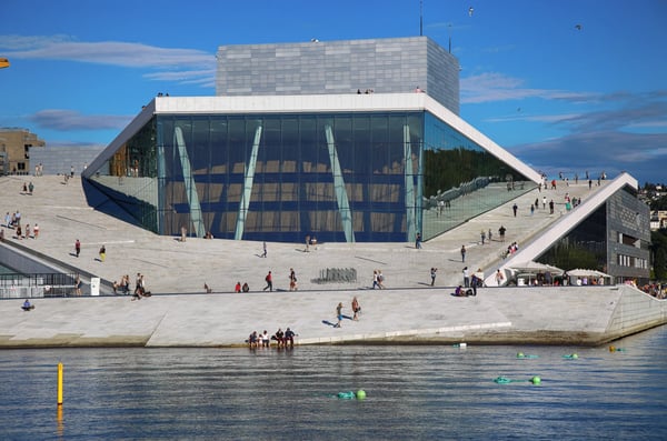 oslo norway tourist on the oslo opera house which is home of norwegian national