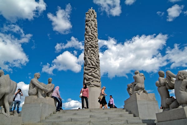 oslo norway unidentified tourists by sightseeing in public vigeland park