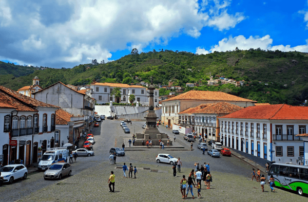 ouro preto minas gerais brazil view from the central square in historical city
