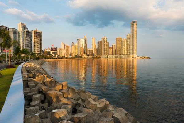 panama city panama view of the financial district and sea in panama city panama at 
