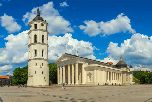 panorama of cathedral basilica vilnius in a beautiful summer day lithuania