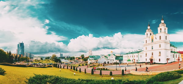 panorama of cathedral of holy spirit in minsk