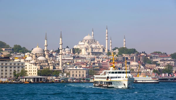 panorama of view from the golden horn on the duct slopes city