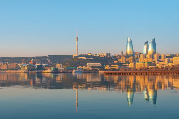 panoramic cityscape view of baku in the morning capital city of azerbaijan
